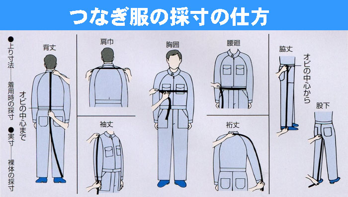 つなぎ服の正しい採寸の仕方