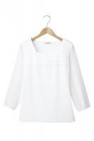 pieds カットソー(八分袖) (シロ) オールシーズン (HCN8211-001)